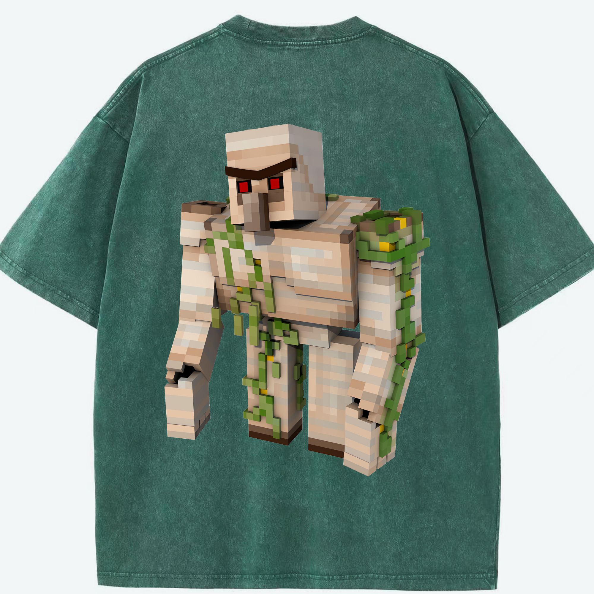 （画像用） マインクラフト ブロックの世界 Minecraft MC Block world 綿100% ヴィンテージ風 半袖Tシャツ（背面プリント）